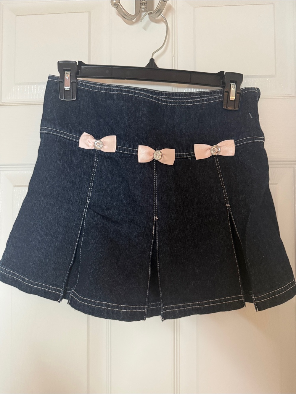 Crazy 8 Dark Denim Skort with Light Pink Bows